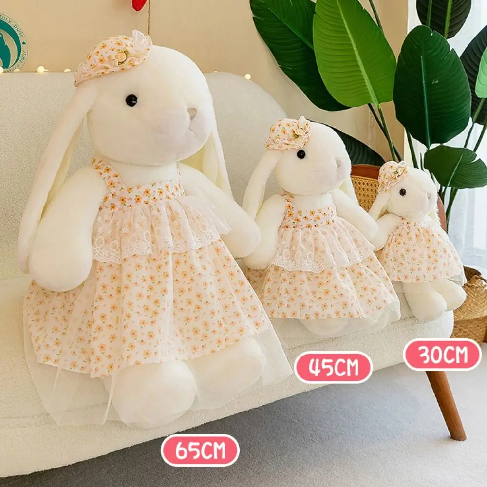 Peluche de conejo de orejas largas con falda floral para hogar - imagen 5