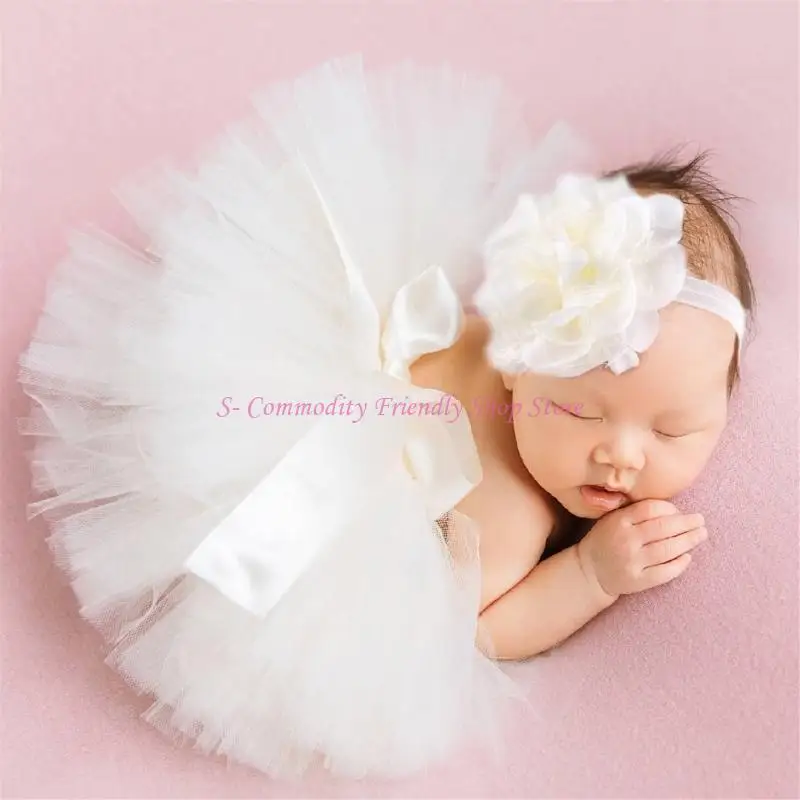 Vestido de tutú corto para bebé con diadema fotográfica - imagen 2
