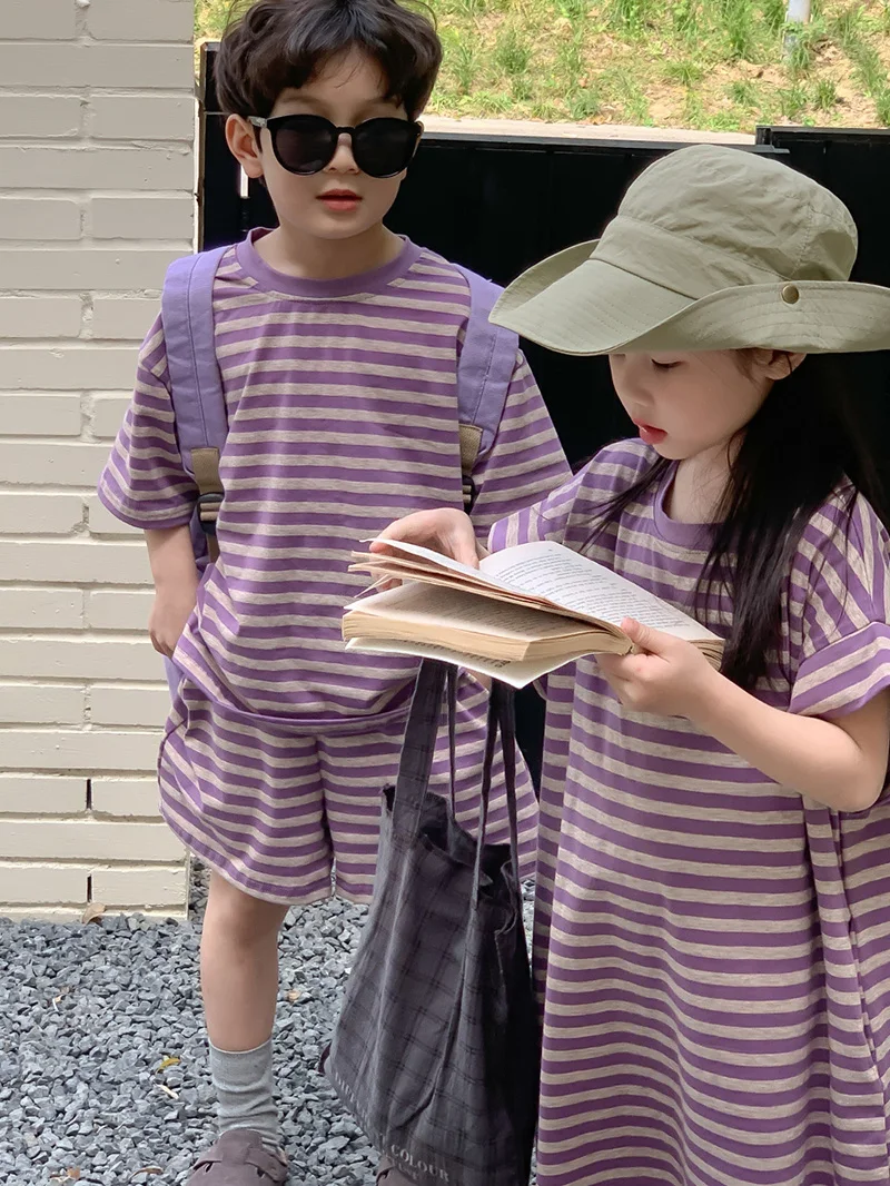 Milangel Conjunto Verano Rayas para Niños - Camiseta y Pantalón Corto