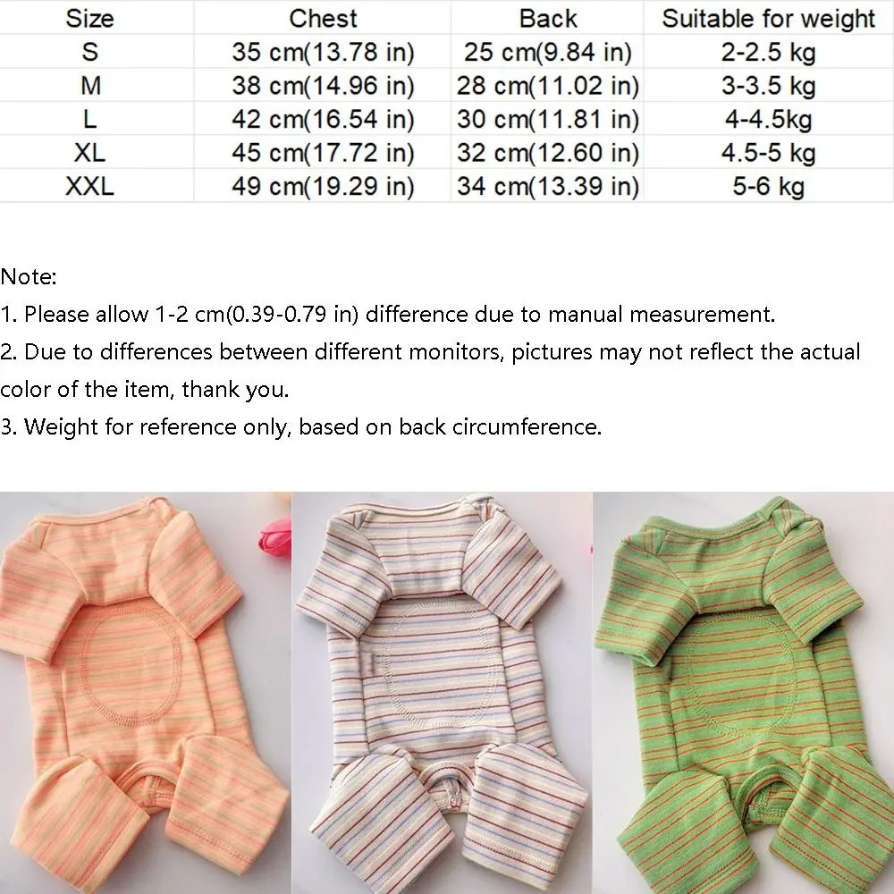 Pijama a rayas para mascotas color naranja/verde