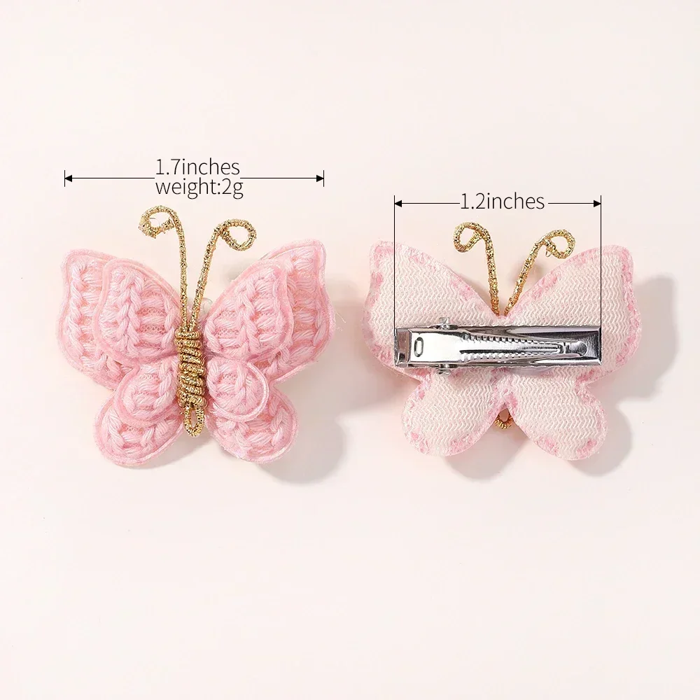 Horquillas para el pelo de bebé con mariposa tejida a crochet