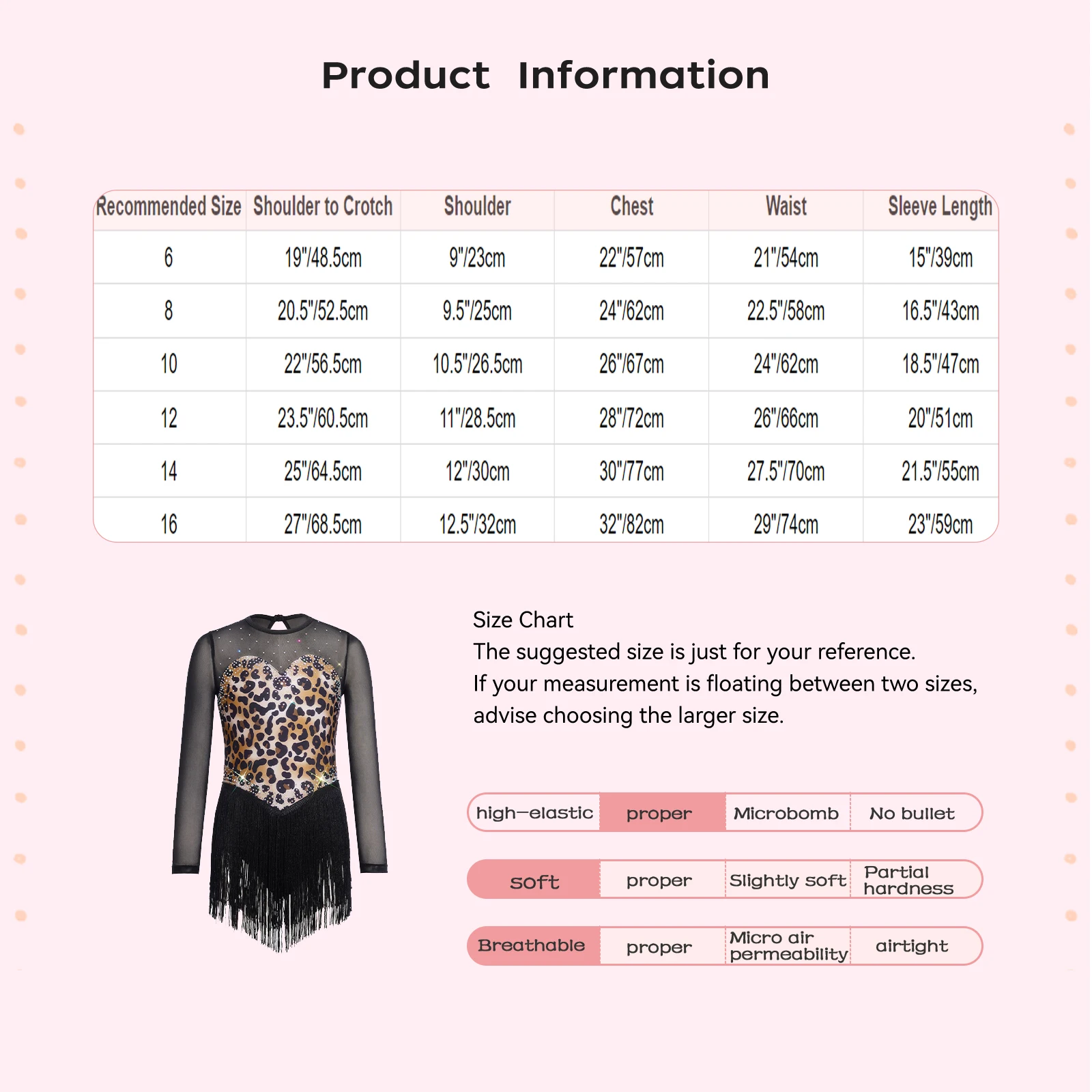 Vestido de baile latino con flecos y leopardo para niñas - imagen 5