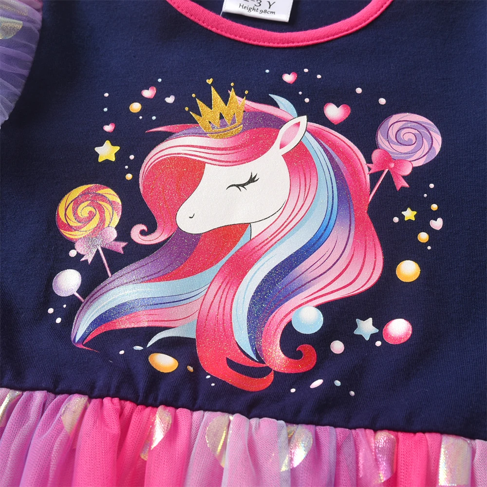 DXTON Vestido de unicornio otoño con tutú princesa de lunares - imagen 3