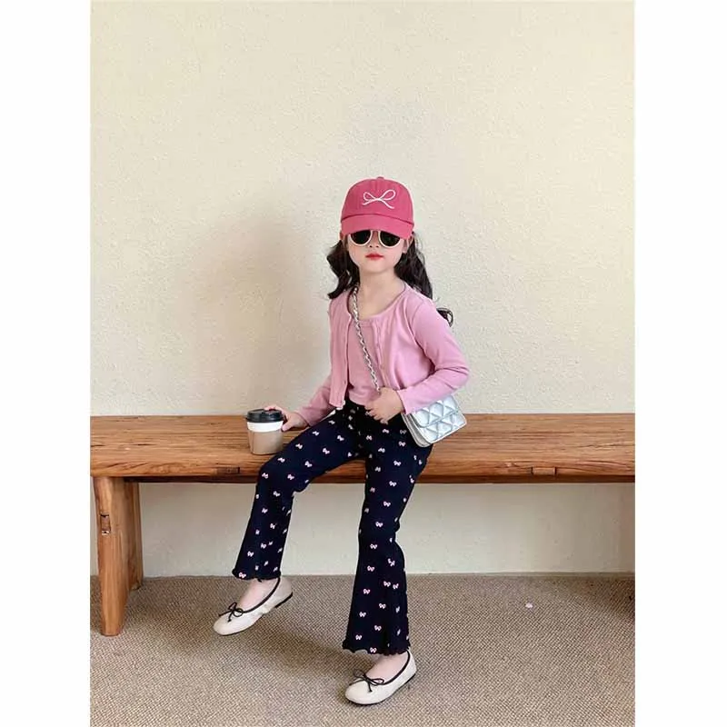 Conjuntos de primavera para niñas con pantalón pajarita y camiseta - imagen 4