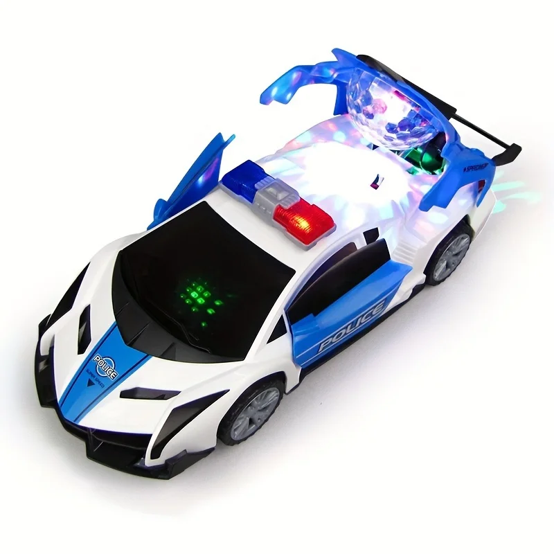 Ruedas iluminadas del coche de policía de juguete