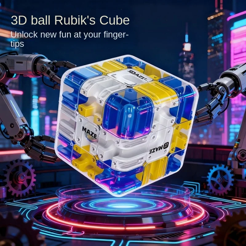Laberinto 3D con bola rodante antiestrés para niños tipo cubo mágico