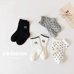 Calcetines de algodón con lazo y lunares estilo princesa para niños