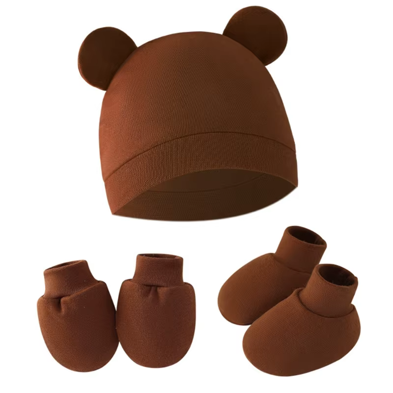 Gorro de algodón con manoplas antiarañazos para recién nacido - imagen 5