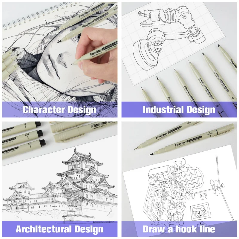 Bolígrafos fineliner de punta fina impermeables para dibujo técnico - imagen 4