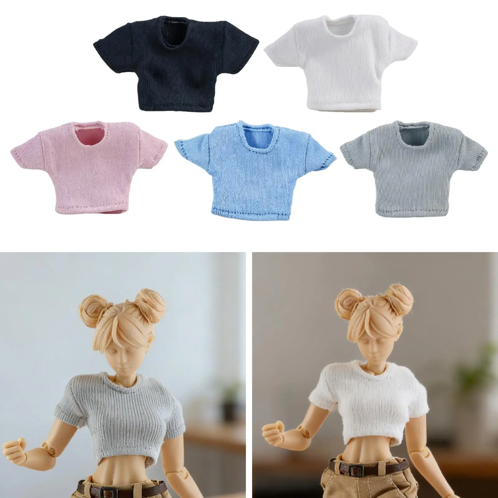 Camiseta corta ajustada para muñeca, ropa en miniatura - imagen 3