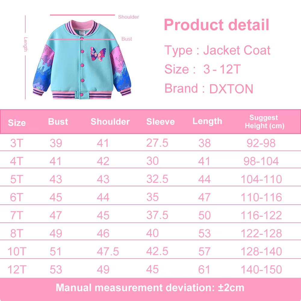 Chaqueta infantil DXTON con diseño de mariposas y lentejuelas