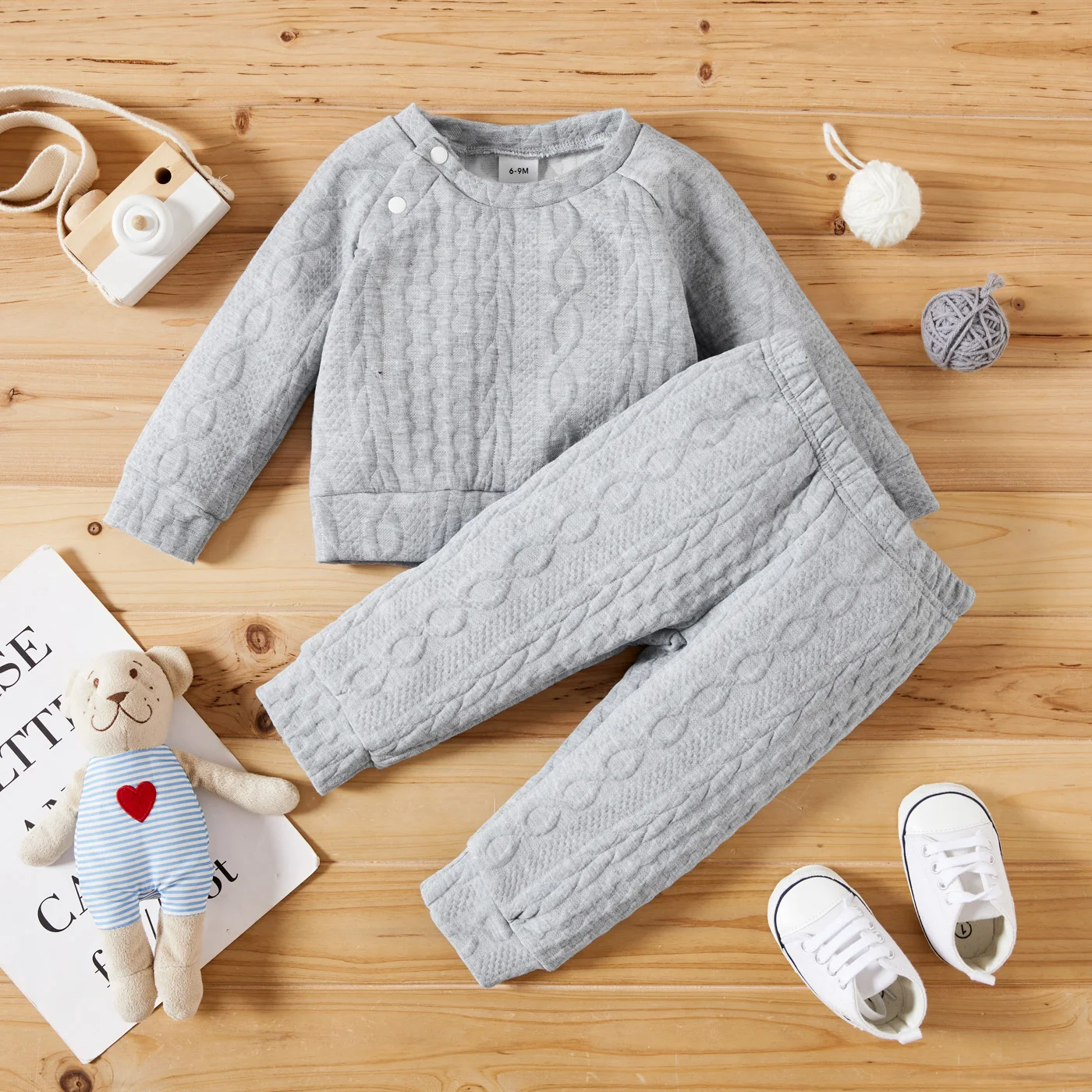 Conjunto bebé recién nacido manga larga y pantalón – otoño invierno - imagen 4
