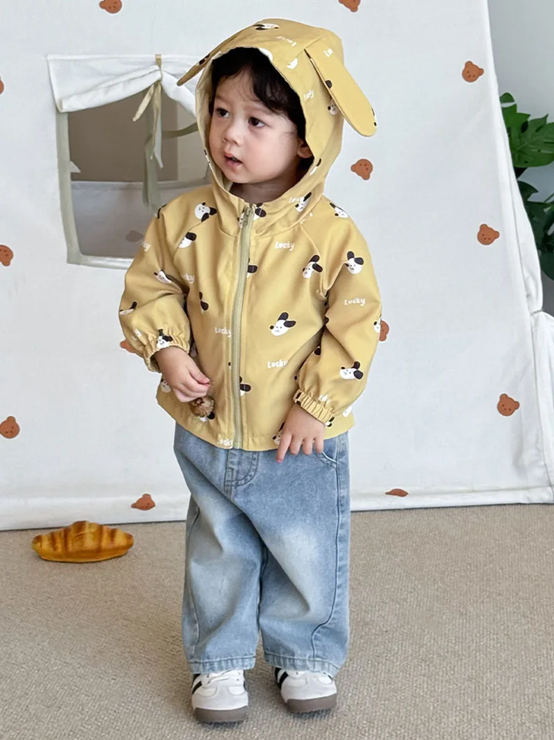 MILANCEL abrigo de otoño con capucha suave y estampado de perritos - imagen 3
