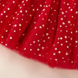 Vestido de fiesta infantil princesa otoño con encaje rojo