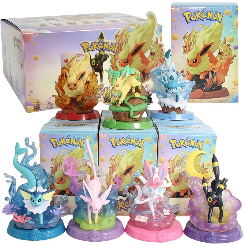 Figura de Pokémon Eeveelution con diseño de Glaceon y Sylveon