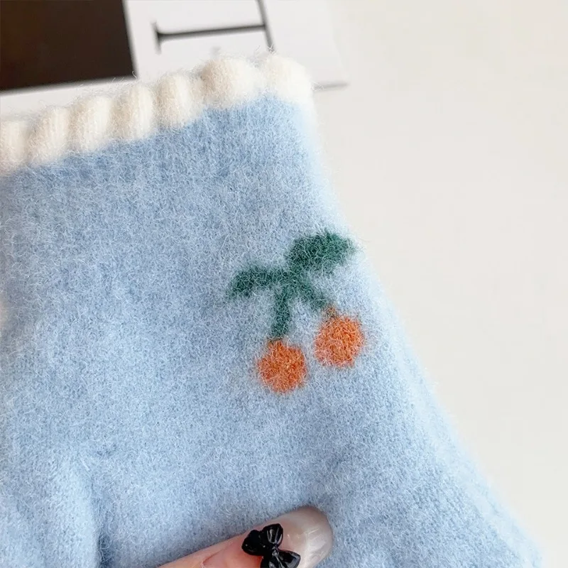 Guantes infantiles cálidos a prueba de viento tipo manopla cereza - imagen 3