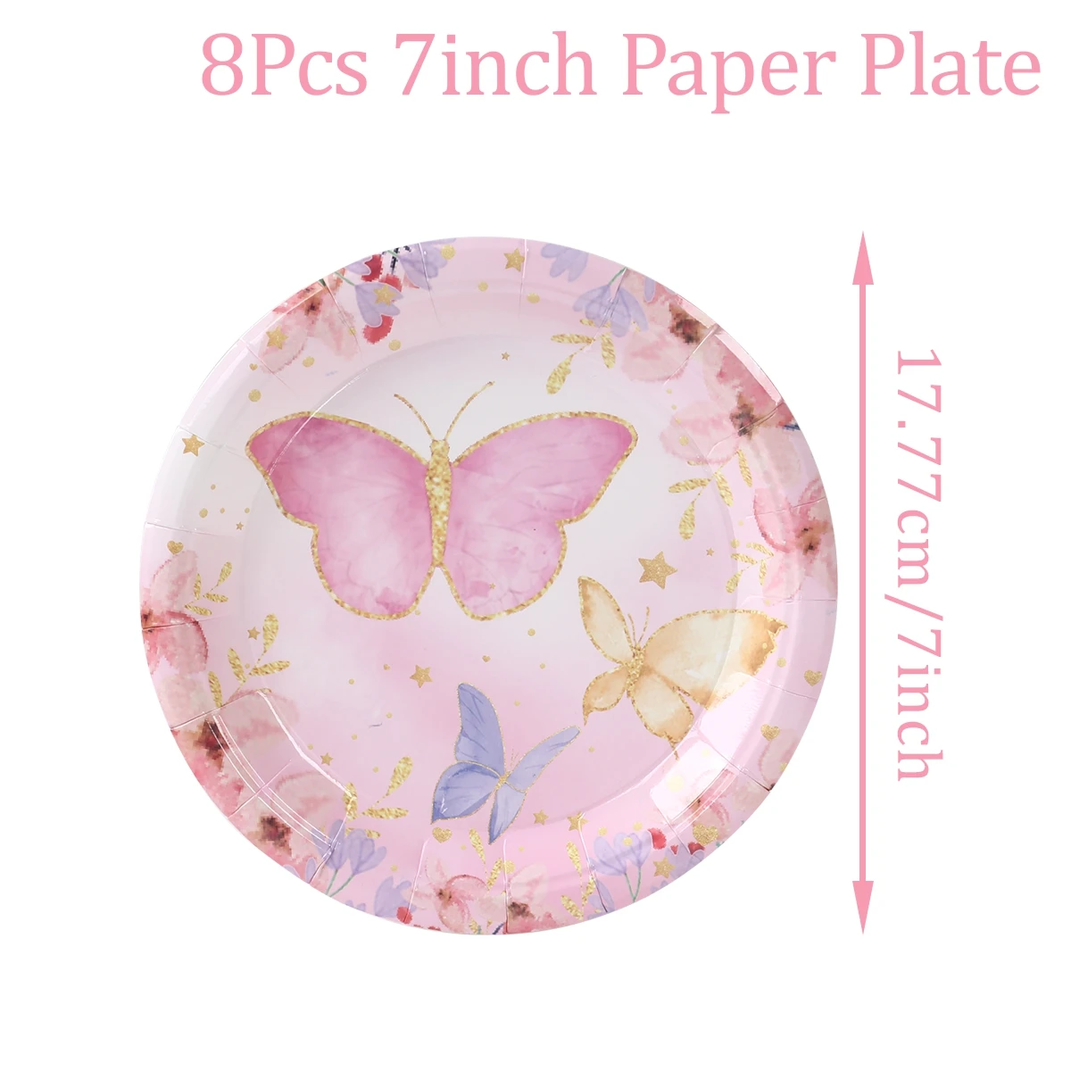Platos y vasos desechables con diseño de mariposas