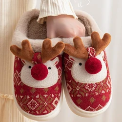 Zapatillas antideslizantes con dibujos de ciervos navideños para hogar
