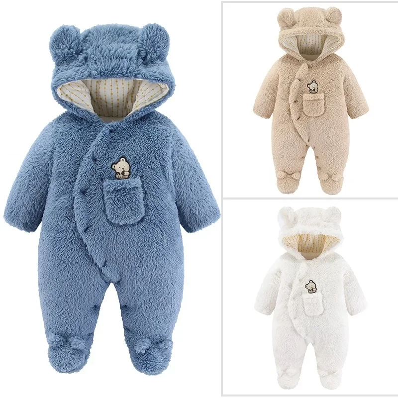 Conjunto bebé de peluche con oso acolchado para invierno - imagen 2