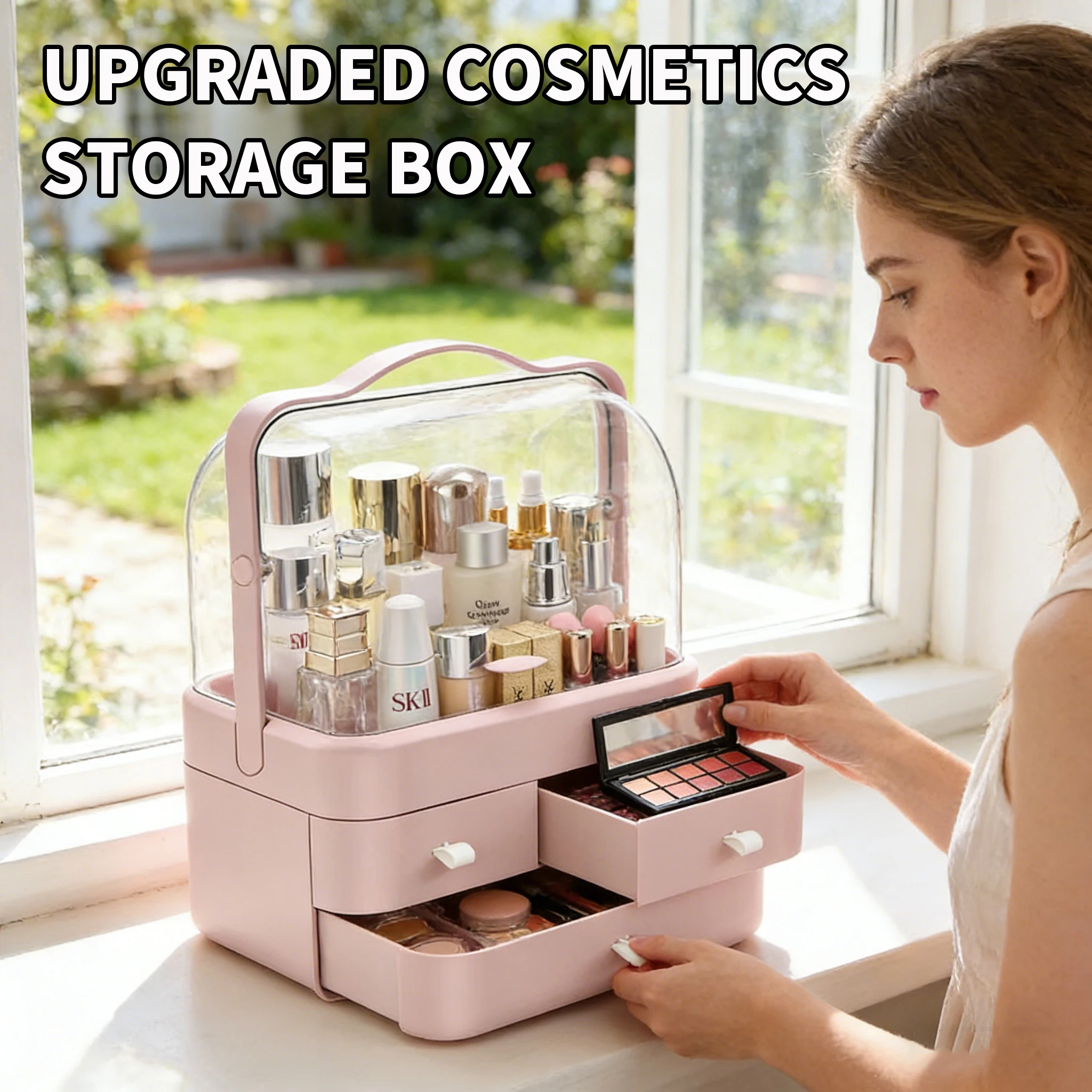 Organizador de maquillaje multiusos antipolvo con estante - imagen 3