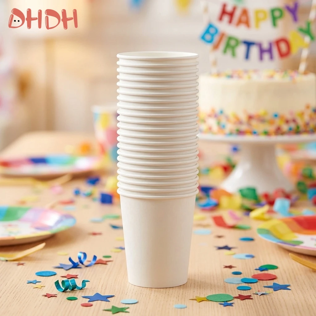 Vasos de papel desechables blancos para café, té y leche