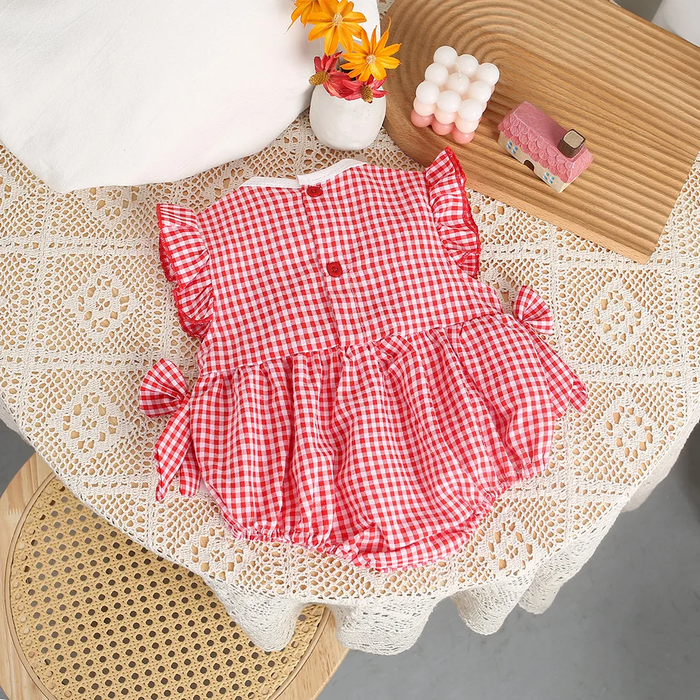 Mono bebé niña algodón fresa – Ropa de verano para recién nacido - imagen 2