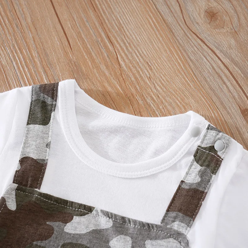 Pijama mono bebé camuflaje algodón manga corta verano - imagen 3