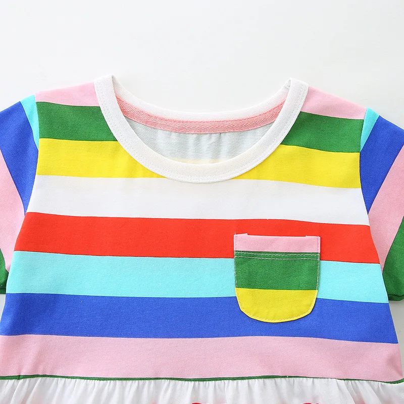 Vestido de algodón veraniego para niñas estilo princesa con arcoíris - imagen 4