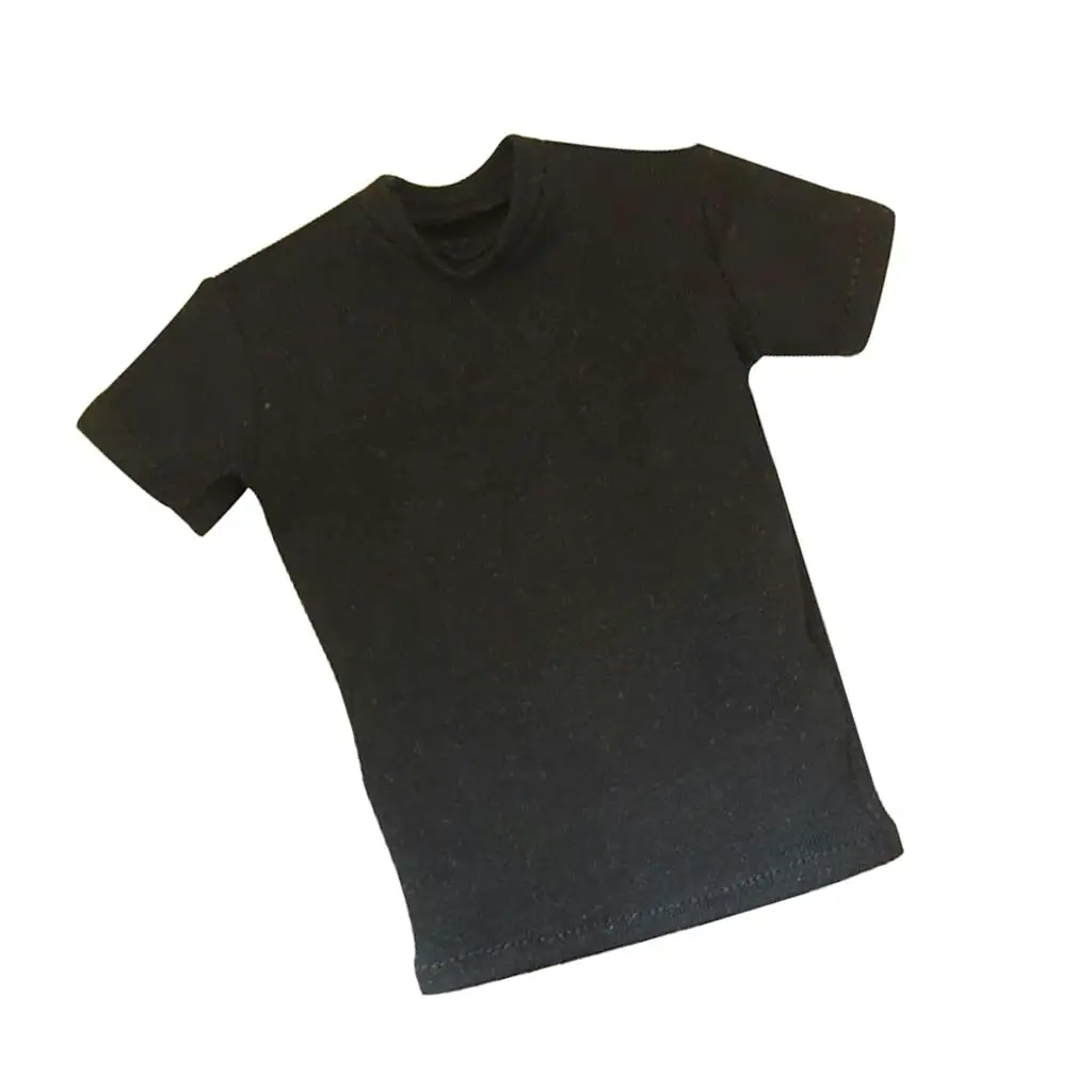 Camiseta de algodón negra cuello redondo estilo holgado para figura - imagen 5