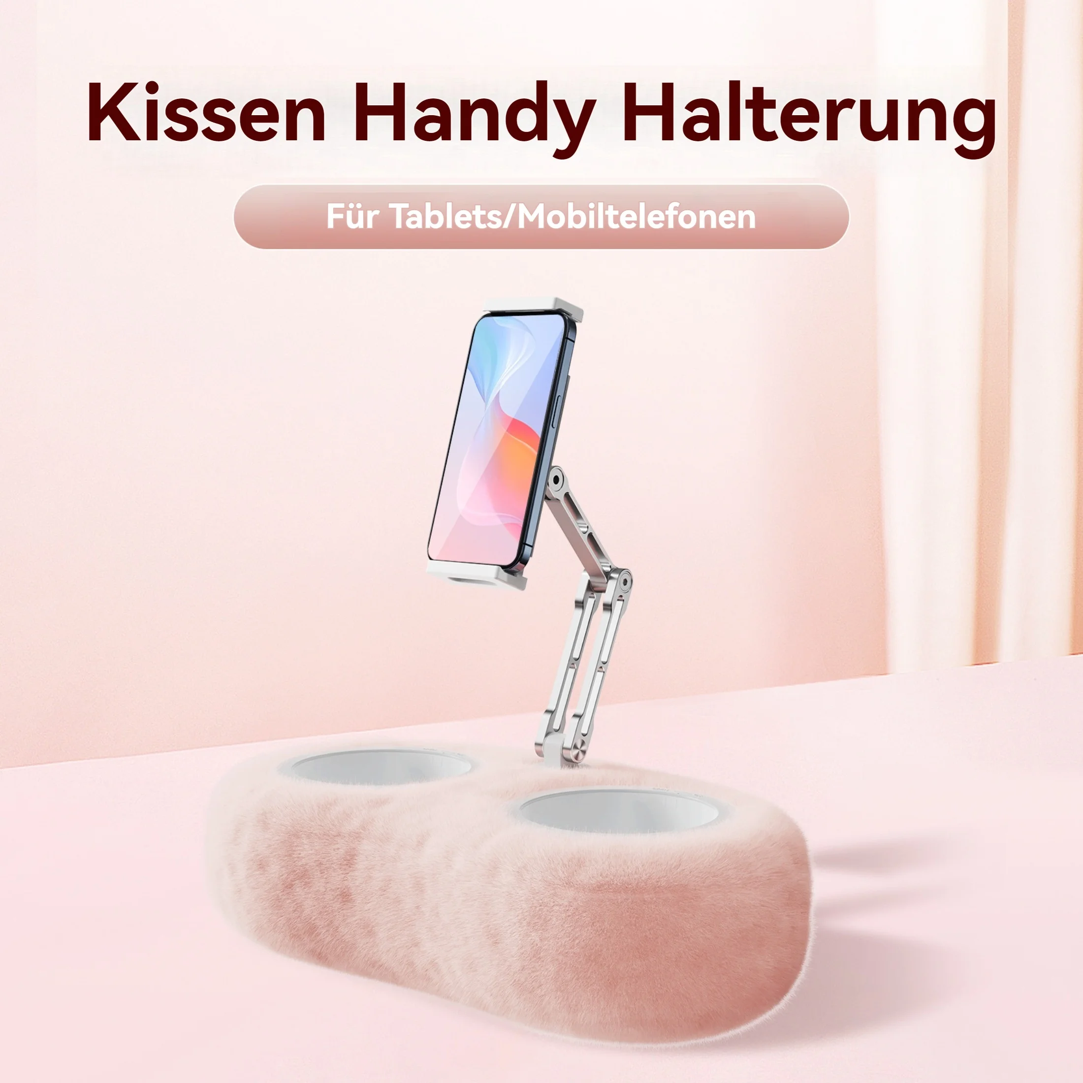 Soporte de almohada con tablet y teléfono
