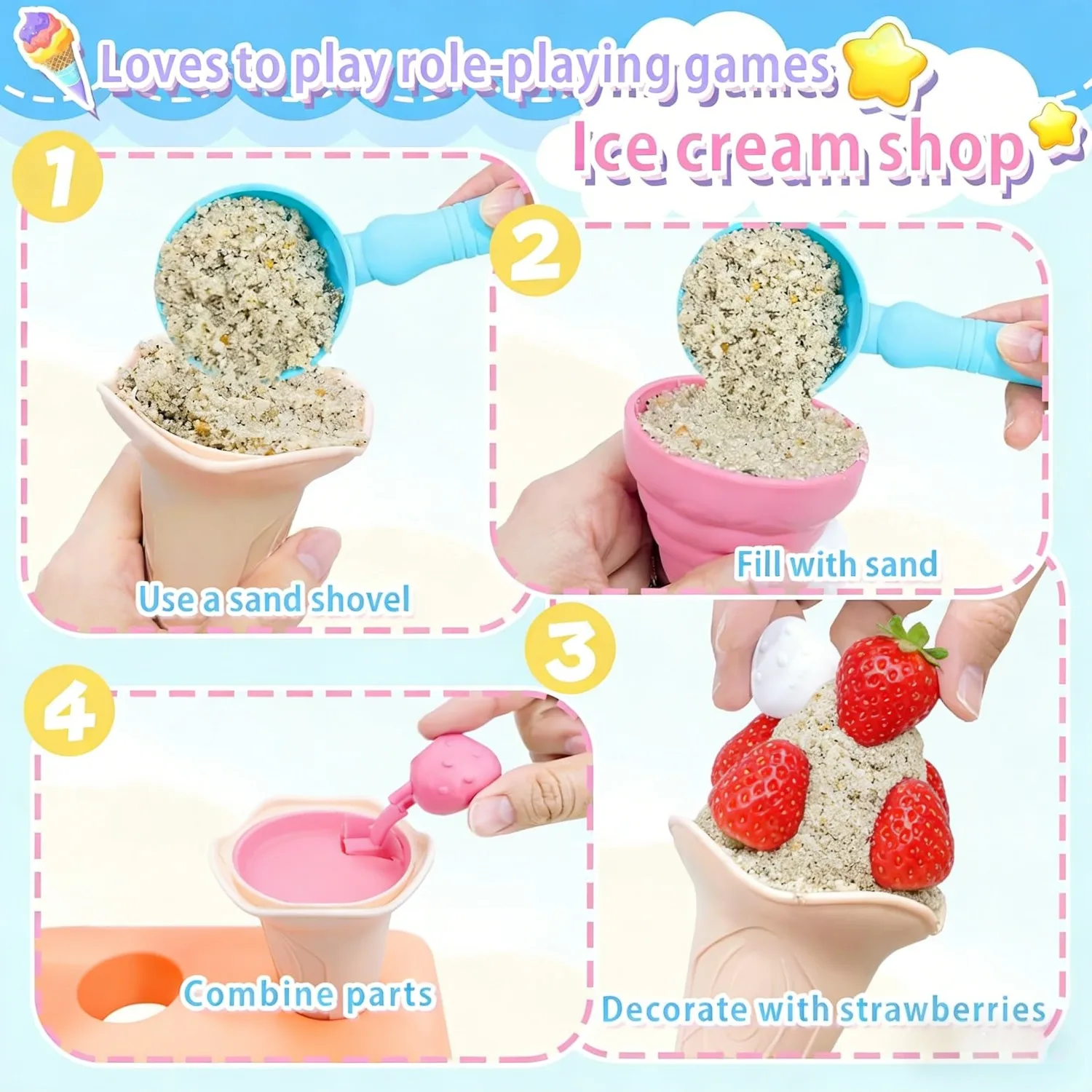 Juguetes de playa: moldes de arena con helado para niños - imagen 2