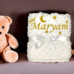 Manta Minky personalizada con nombre para bebé – Perfecta para cuna y cochecito