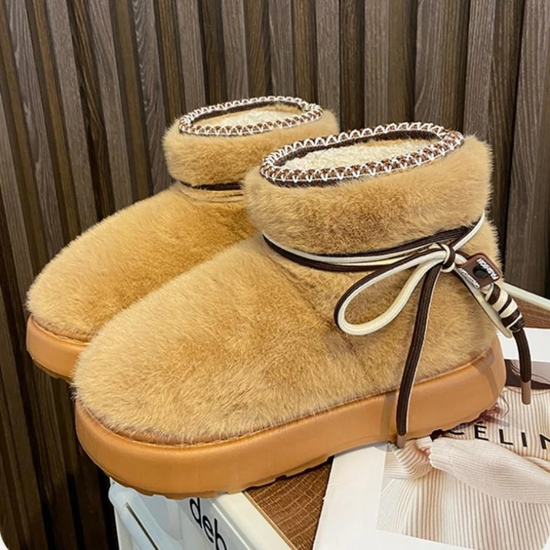 Botas de nieve invernales con suela gruesa y cordones - imagen 2