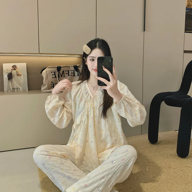 Pijama de lactancia algodón fino y holgado para otoño