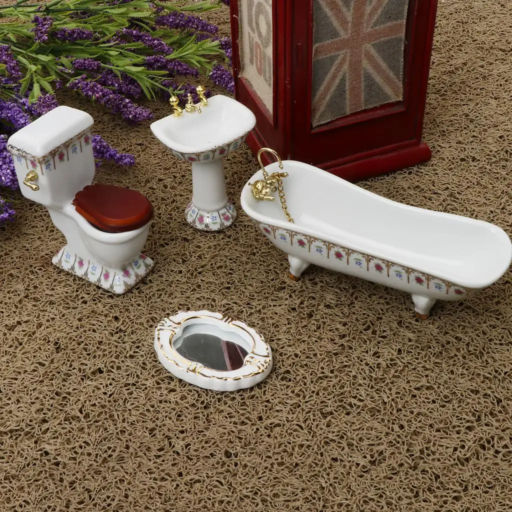 Inodoro miniatura con tapa de madera
