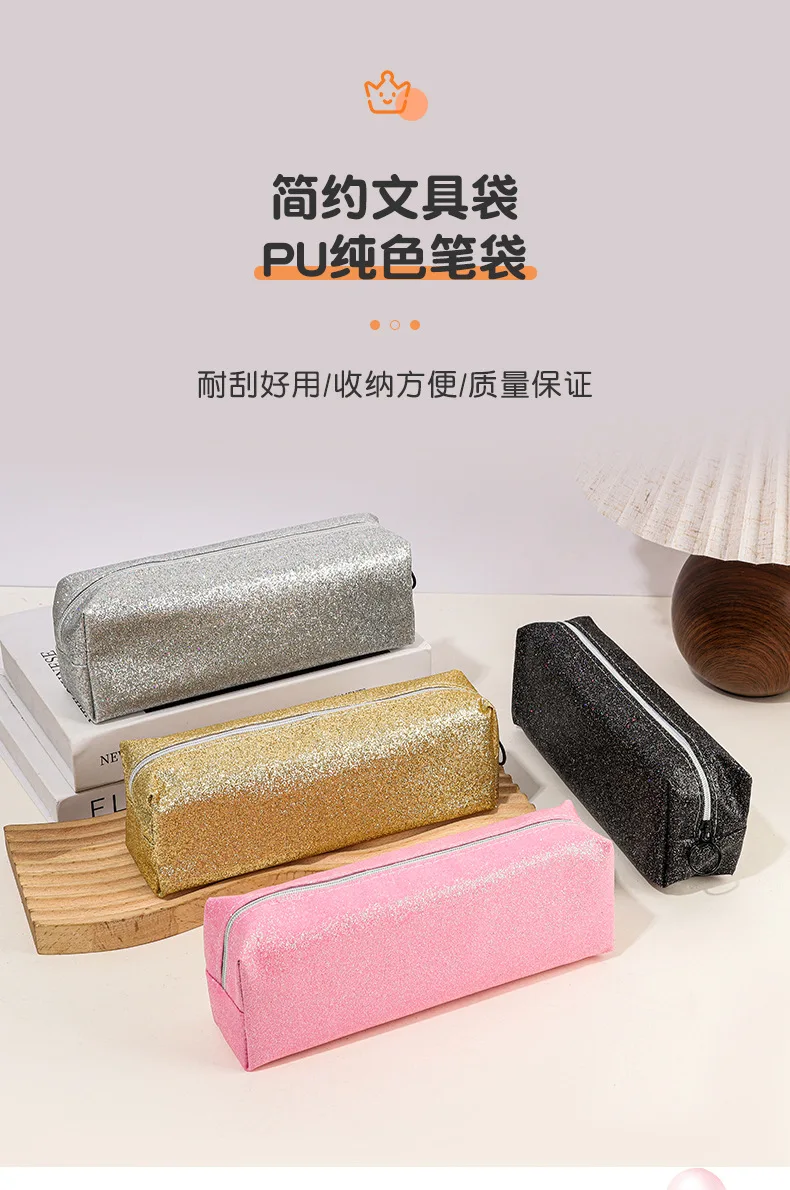 Estuche de lápices con purpurina estilo kawaii