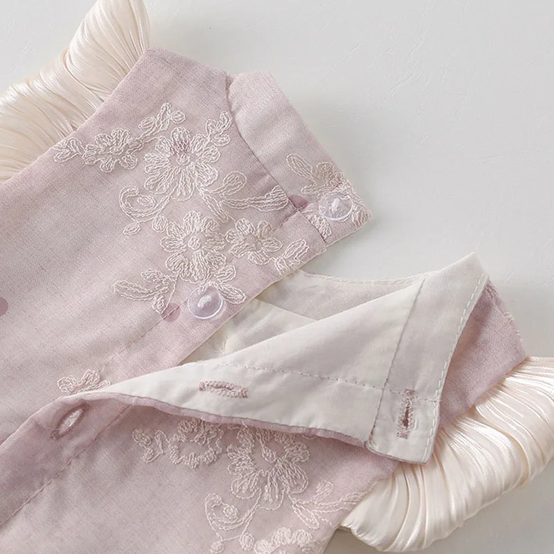 Vestido de bebé niña sin mangas con bordado floral para verano - imagen 3