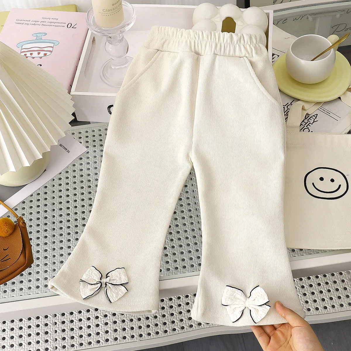 Pantalones acampanados para niña de punto ajustados otoño-invierno - imagen 3