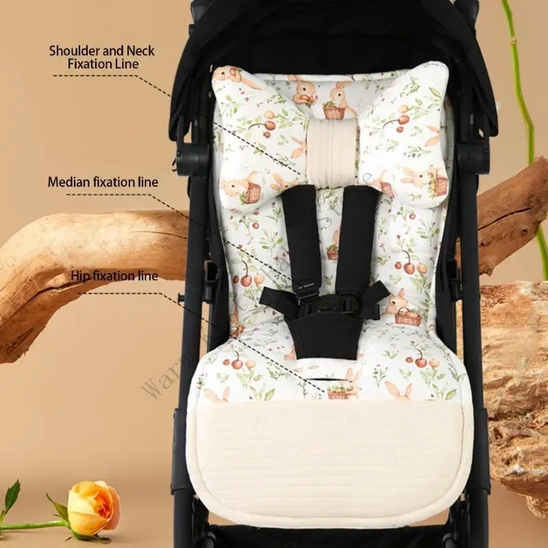 Cojín para cochecito de algodón con funda doble y estampado suave - imagen 5