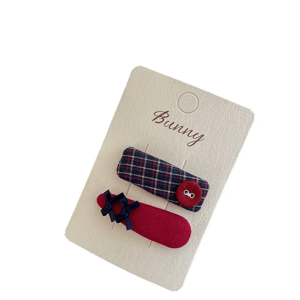 Pinza lateral de pelo para niños a cuadros azul y rojo retro - imagen 2