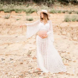 Vestido de encaje bohemio hasta el suelo para embarazada