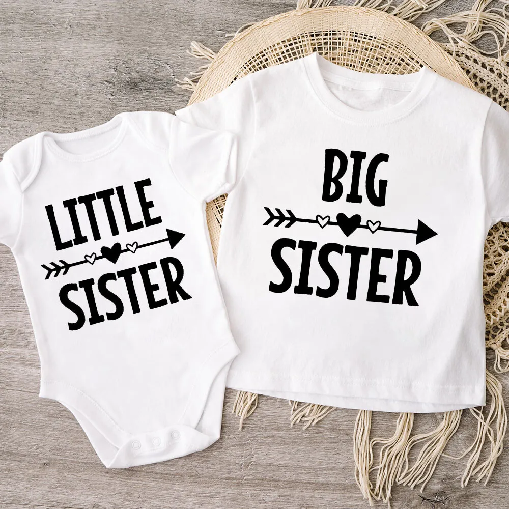 Conjunto a juego para hermana mayor y pequeña – Camiseta, mono y body - imagen 5