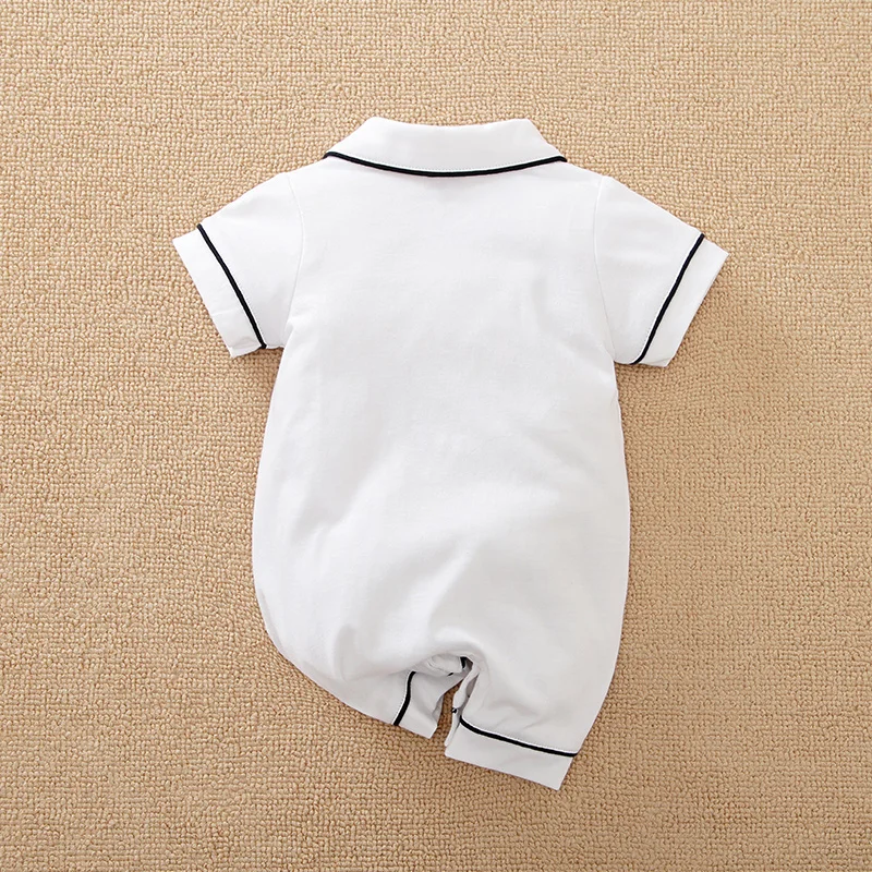Pijama mono de algodón blanco, manga corta, para recién nacidos - imagen 2