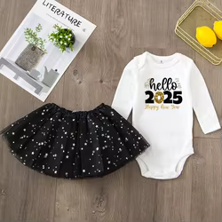 Body estampado con tutú para niña – Conjunto de manga larga