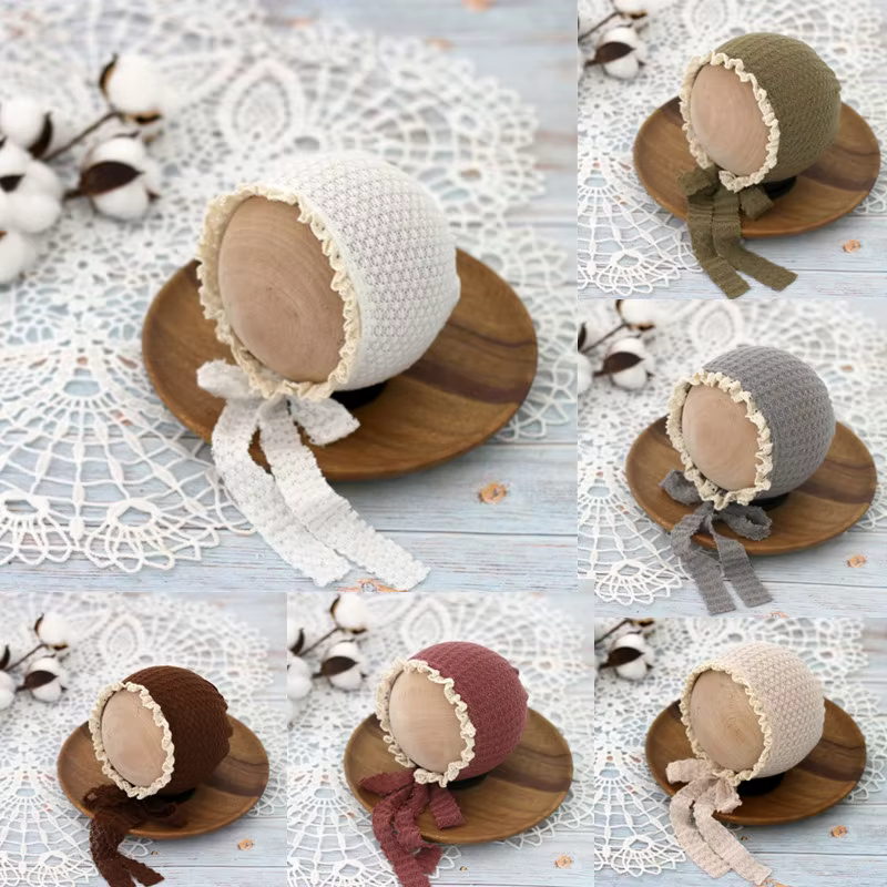 Gorro de nailon con encaje para bebé recién nacido – Sesión foto