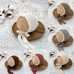 Gorro de nailon con encaje para bebé recién nacido – Sesión foto