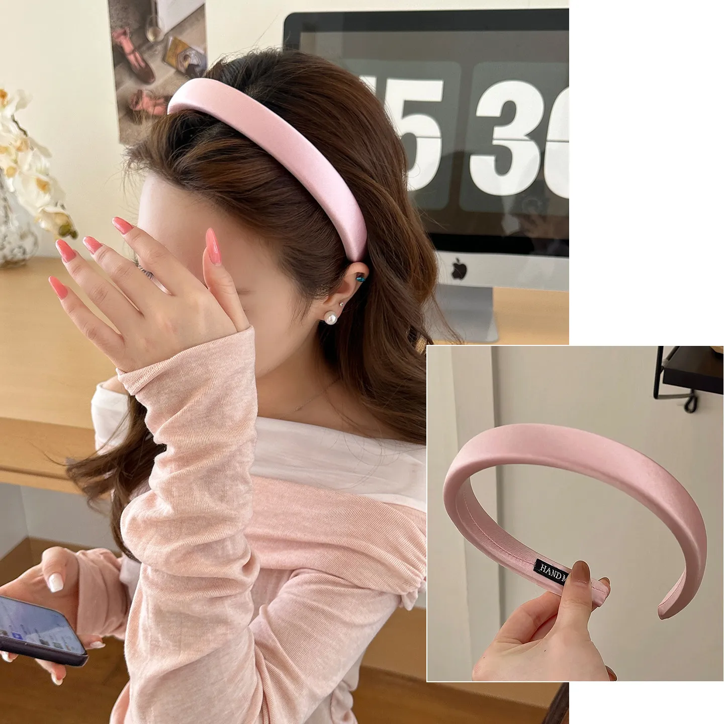 Diadema de satén elegante, práctica y fina, discreta para uso diario - imagen 5