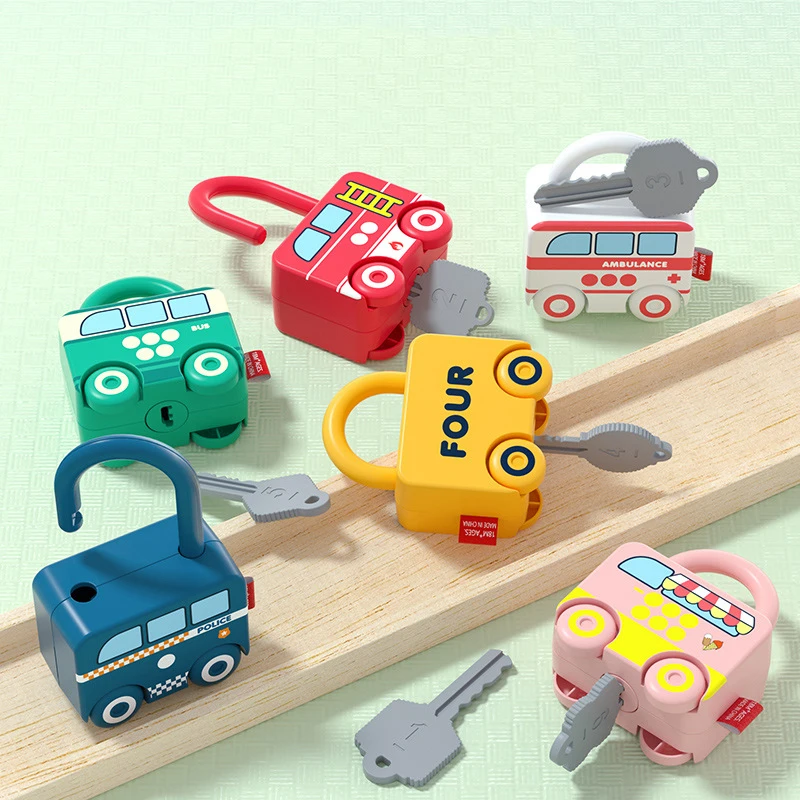 Cerradura Montessori con llave multicolor