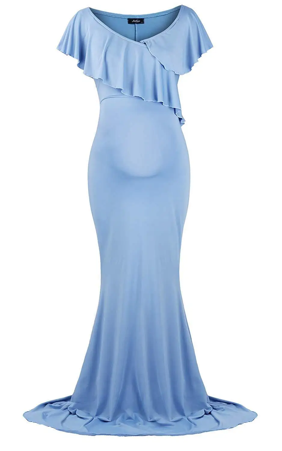 Vestido de embarazo largo con hombros descubiertos para fotos