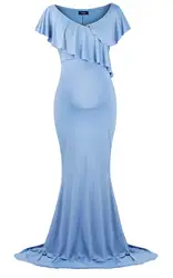 Vestido de embarazo largo con hombros descubiertos para fotos